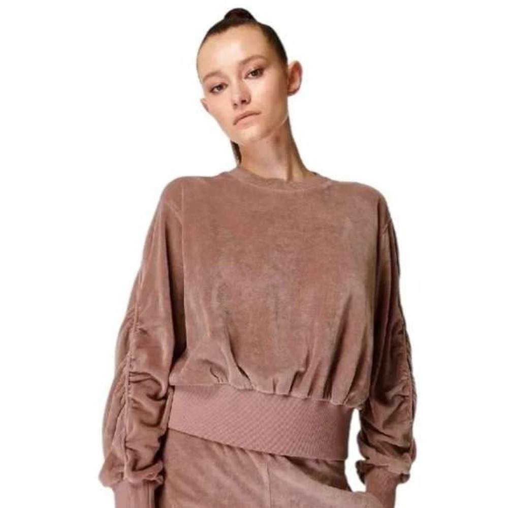 Sweaty Betty Velour Pullover Sweatshirt Size XS‎ Pink
